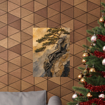 Elegant Pine Tree Wall Art Print - Texture Japandi