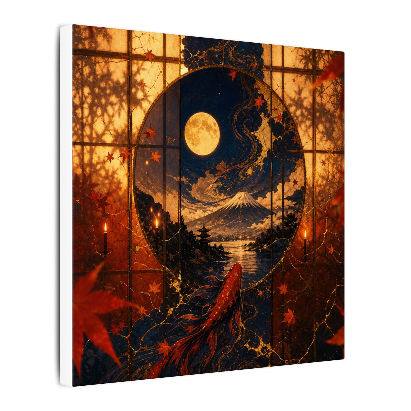 Beautiful Shoji Screen Canvas Art - Gold Vein Kintsugi