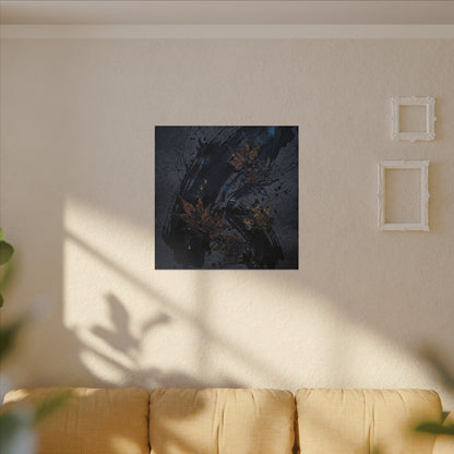 Sophisticated Ink Brushstroke Canvas Art - Dark Texture Dark Japandi