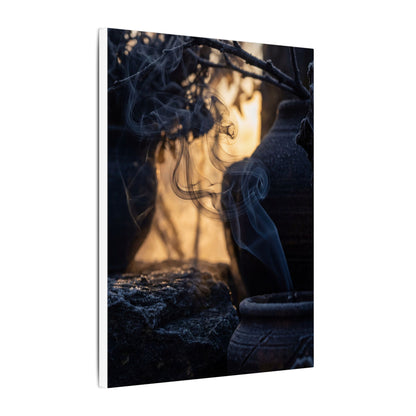 Incense Smoke Canvas Art | Winter Dark Japandi Shadow Zen Art