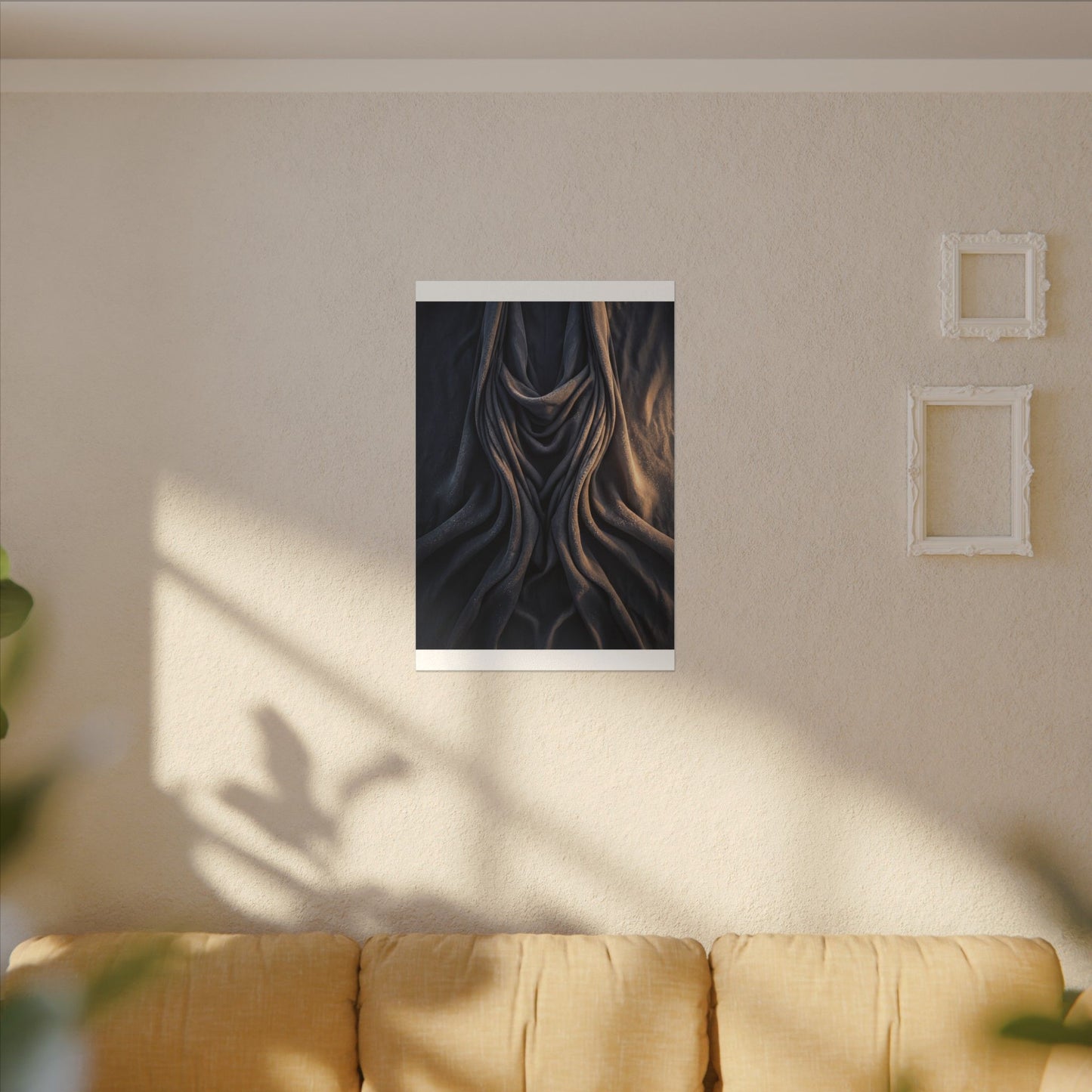 Moody Silk Drape Canvas Art - Shadow Zen Dark Japandi