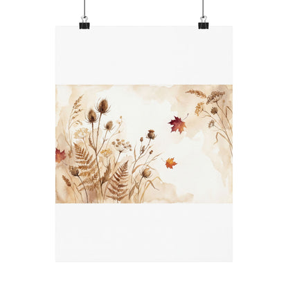 Dried Flowers Wall Art Print | Autumn Japandi Watercolor Art