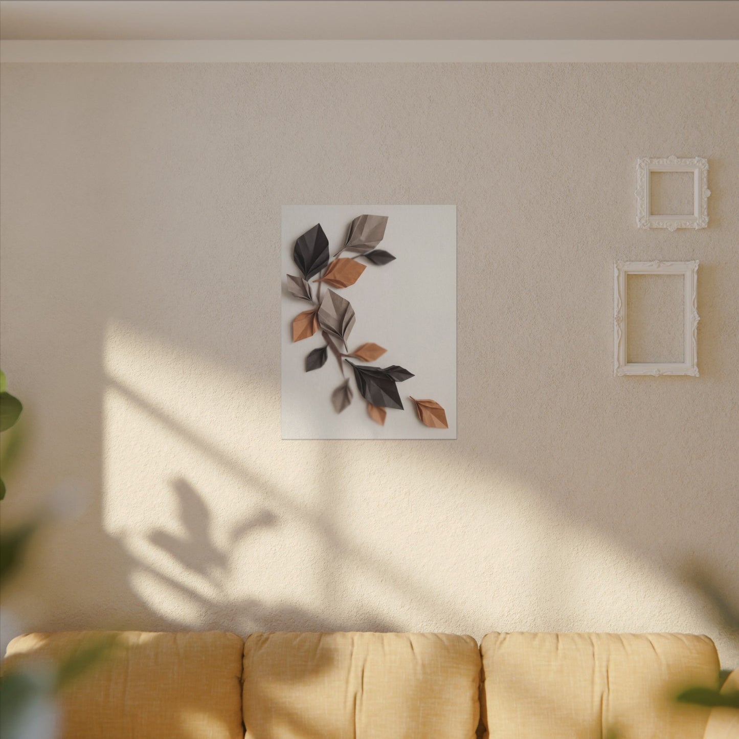 Paper Fold Autumn Canvas Art | Japandi Earthy Design