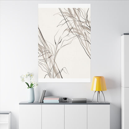 Neutral Shoji Screen Canvas Art - Minimal Line Japandi