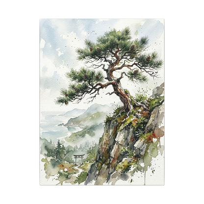 Pine Tree Spring Canvas Art | Japandi Neutral Design
