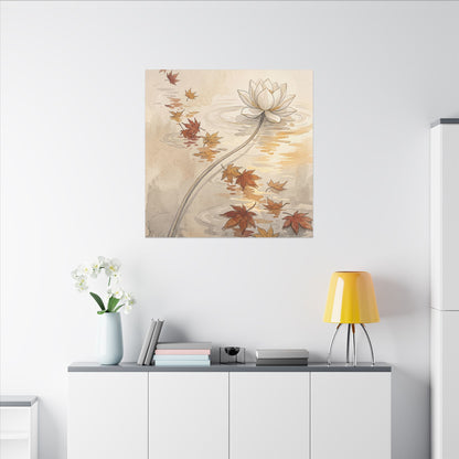 Lotus Flower Canvas Art | Autumn Japandi Minimal Line Art