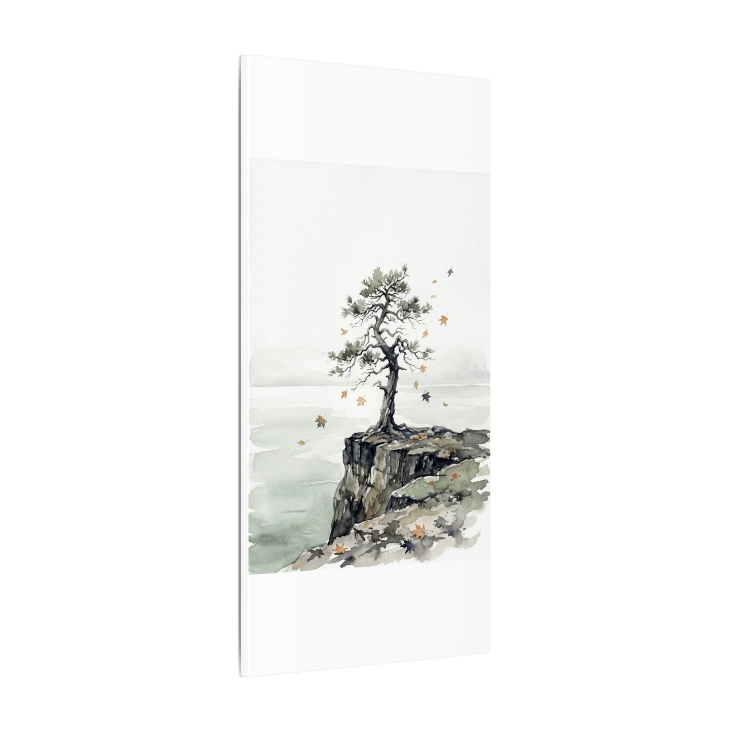 Japandi Pine Tree in Overcast | Watercolor Canvas Art