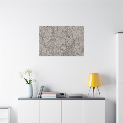 Summer Dried Flowers Minimal Line Canvas Art | Elegant Decor
