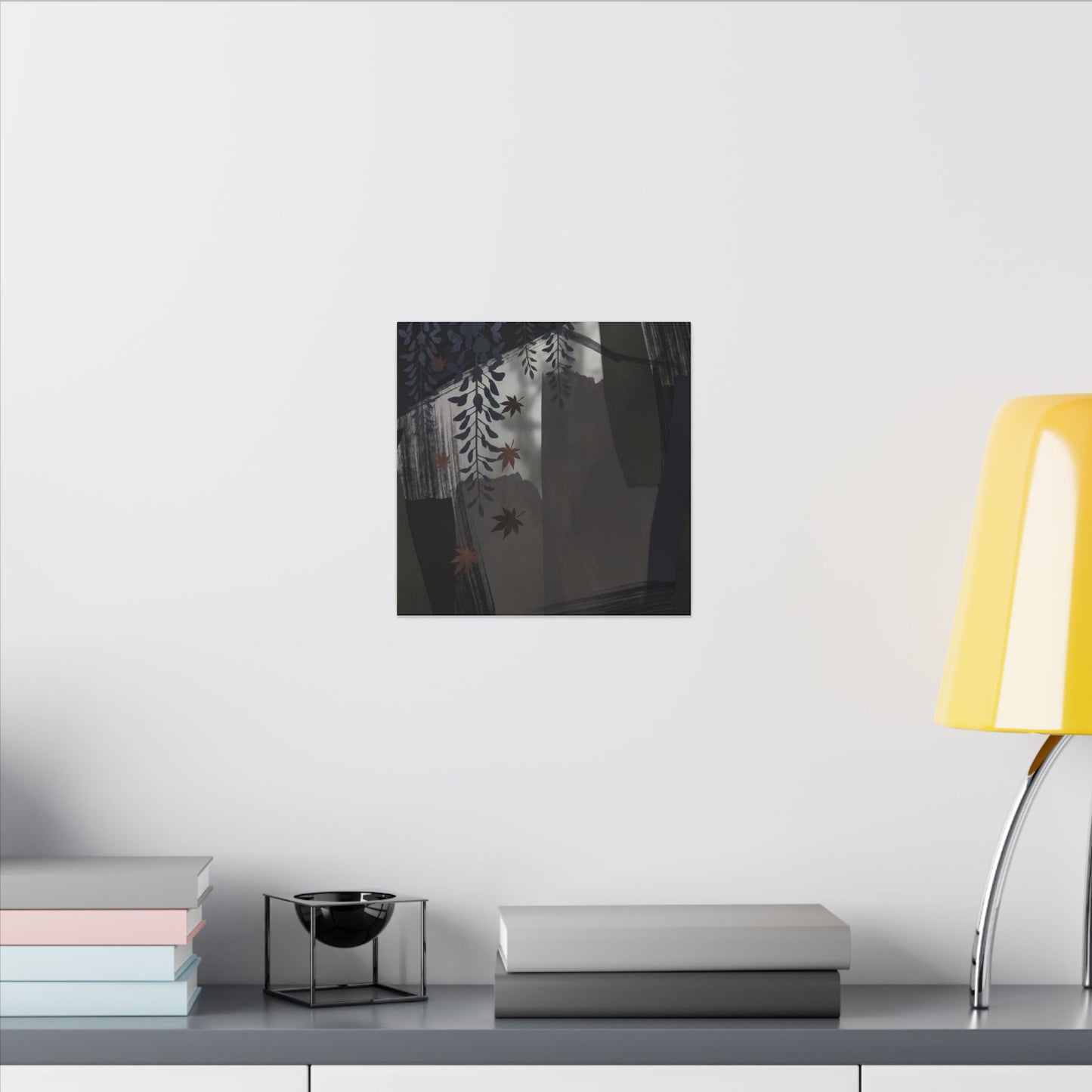 Wisteria Autumn Canvas Art | Dark Japandi Moody Design