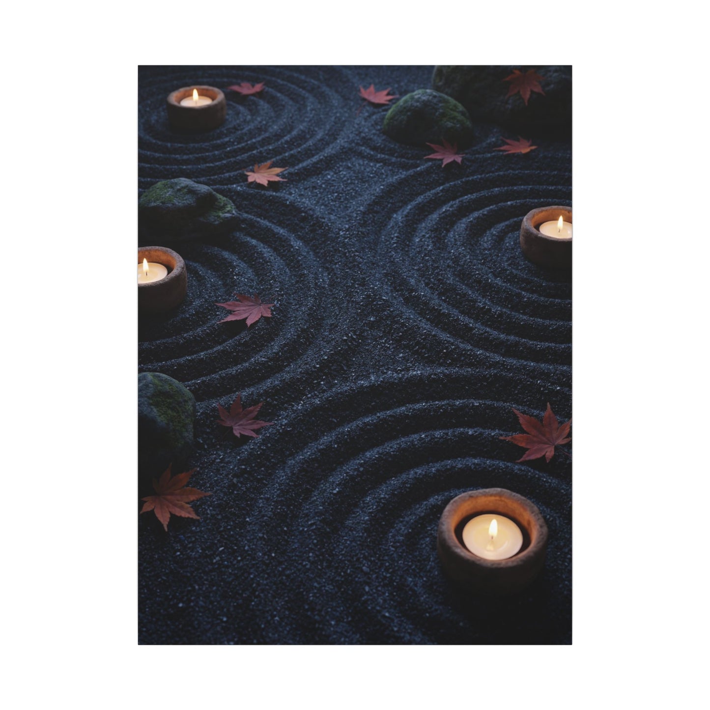 Seijaku Rock Garden Canvas Art - Dark Japandi Dark Texture