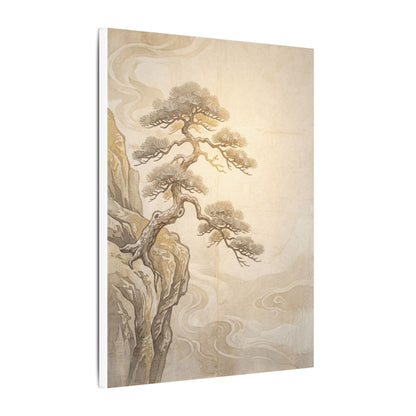 Winter Pine Tree Japanese Pattern Canvas Art | Elegant Decor