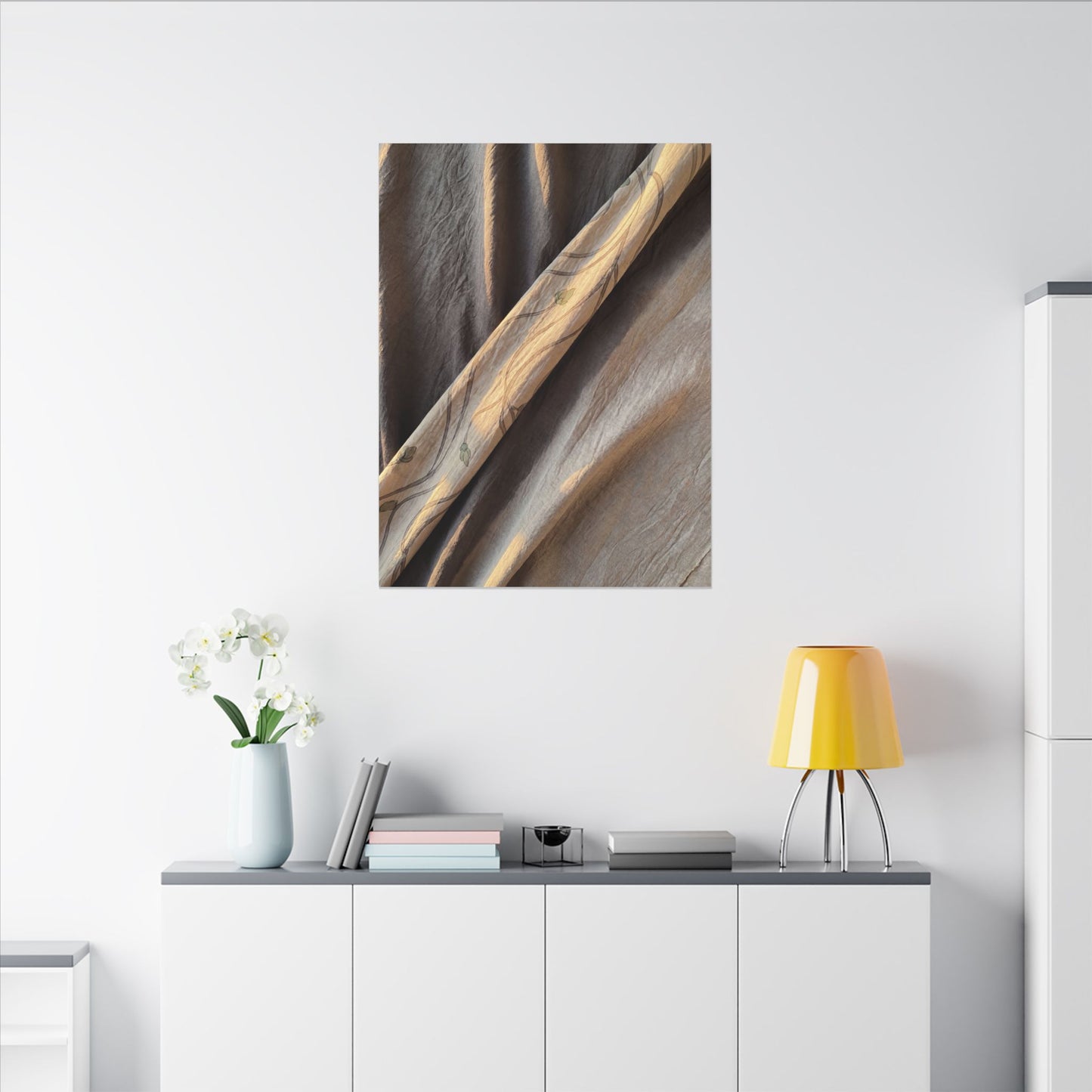 Warm Silk Drape Canvas Art - Japanese Pattern Japandi