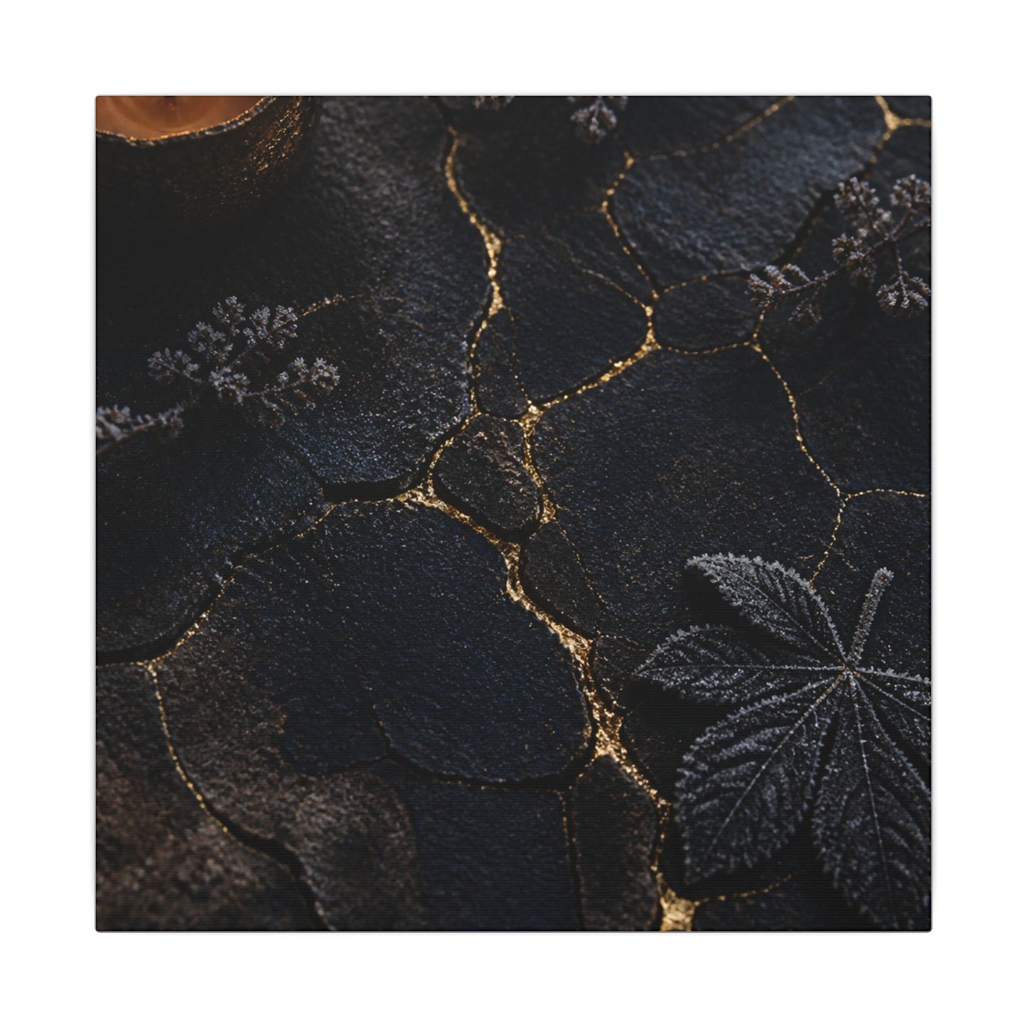 Candlelight Cracked Earth Canvas Art - Dark Japandi Ma