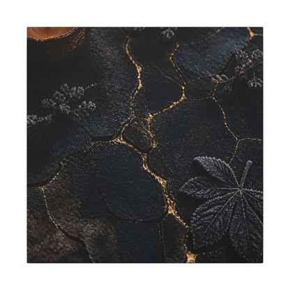 Candlelight Cracked Earth Canvas Art - Dark Japandi Ma