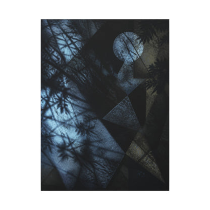 Shadow Play Winter Canvas Art | Dark Japandi Luxurious Design