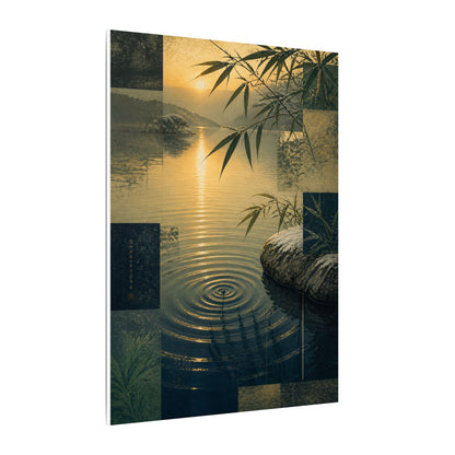 Zen Water Ripple in Golden Hour | Ukiyo E Inspired Canvas Art