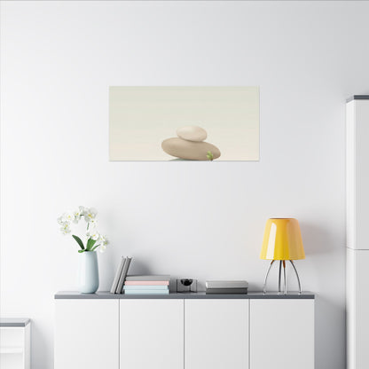 Dawn River Stones Canvas Art - Japandi Fukinsei