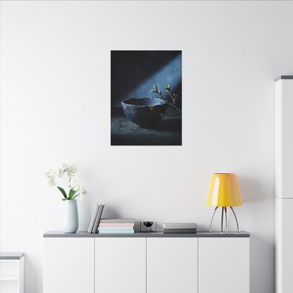 Ceramic Bowl Shadow Zen Canvas Art | Sophisticated Dark Japandi Art