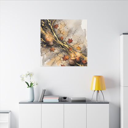 Cracked Earth Autumn Canvas Art | Japandi Warm Design