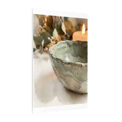 Ceramic Bowl Canvas Art | Summer Japandi Watercolor Art