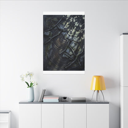 Rock Garden Canvas Art | Winter Dark Japandi Dark Texture Art