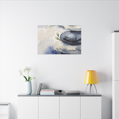 River Stones Watercolor Canvas Art | Cozy Japandi Art