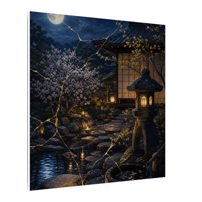 Seijaku Moonlit Garden Canvas Art - Kintsugi Gold Vein