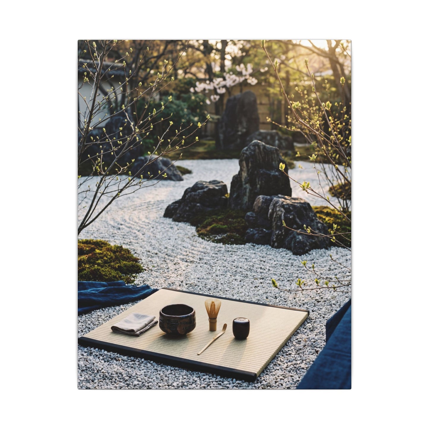 Zen Tea Ceremony in Golden Hour | Karesansui Canvas Art