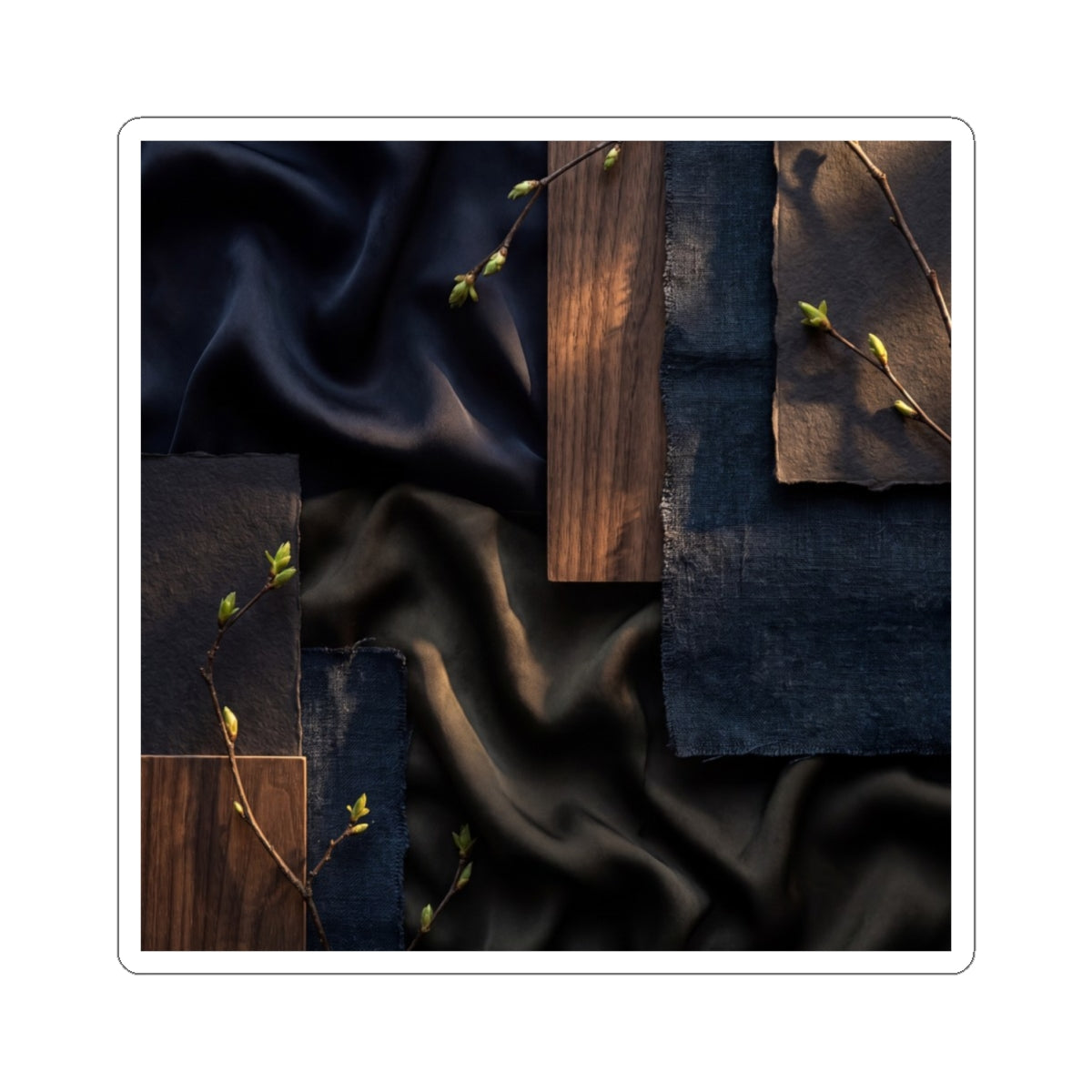Golden Hour Silk Drape Sticker - Dark Japandi Kanso