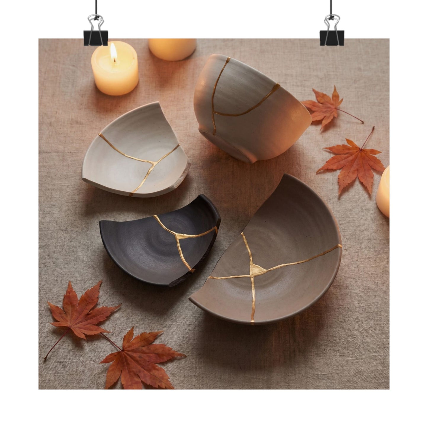 Broken Pottery Autumn Wall Art Print | Japandi Neutral Design Art Print