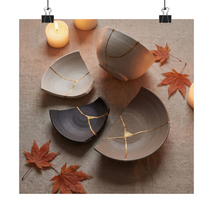 Broken Pottery Autumn Wall Art Print | Japandi Neutral Design Art Print