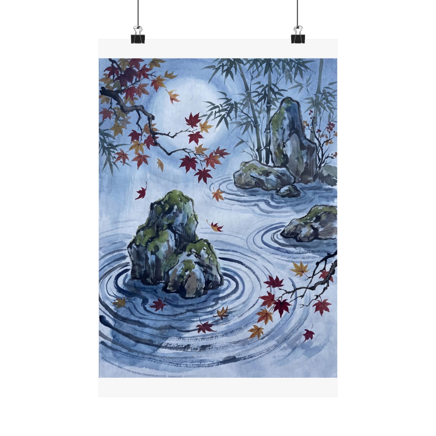 Rock Garden Sumi E Wall Art Print | Peaceful Zen Art Art Print