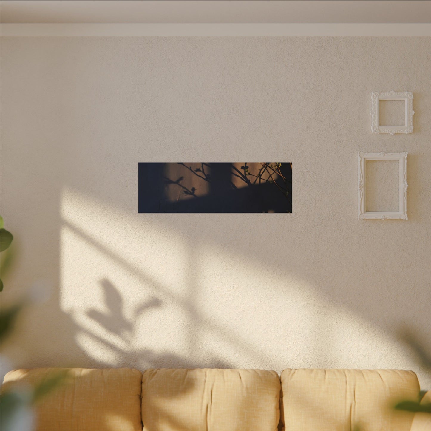 Shadow Play Canvas Art | Spring Dark Japandi Shadow Zen Art