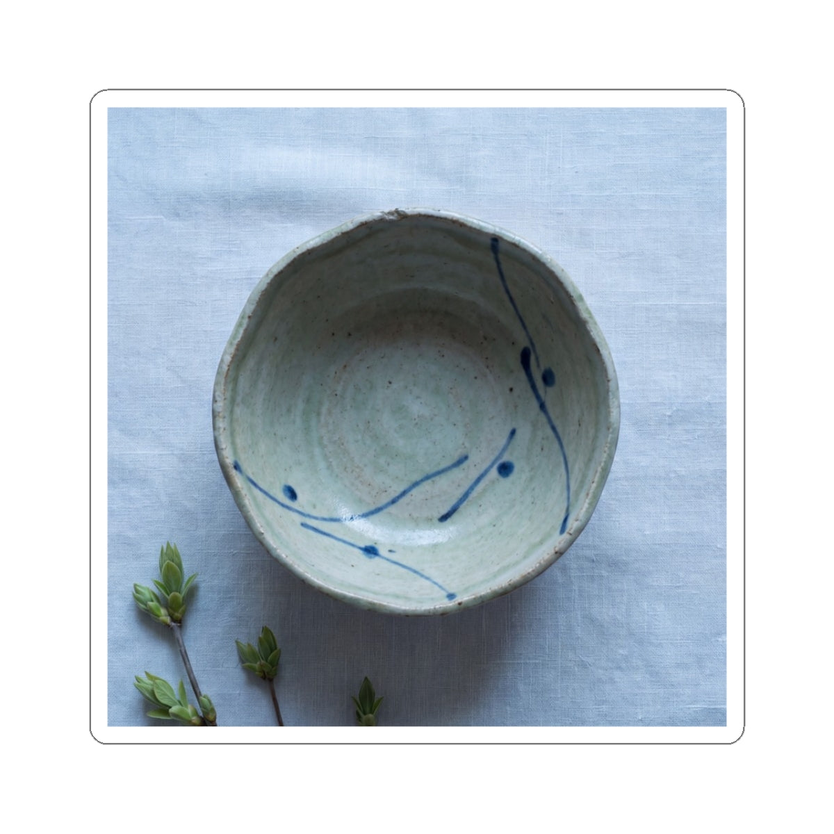Japandi Ceramic Bowl in Moonlight | Minimal Line Sticker Art Print
