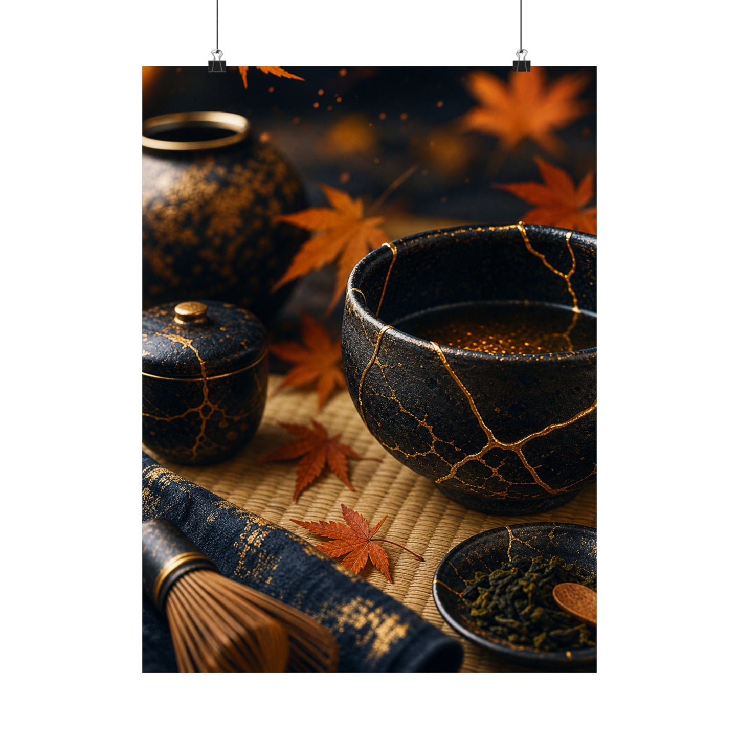 Tea Ceremony Gold Repair Wall Art Print | Healing Kintsugi Art