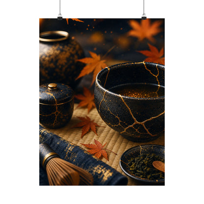 Tea Ceremony Gold Repair Wall Art Print | Healing Kintsugi Art