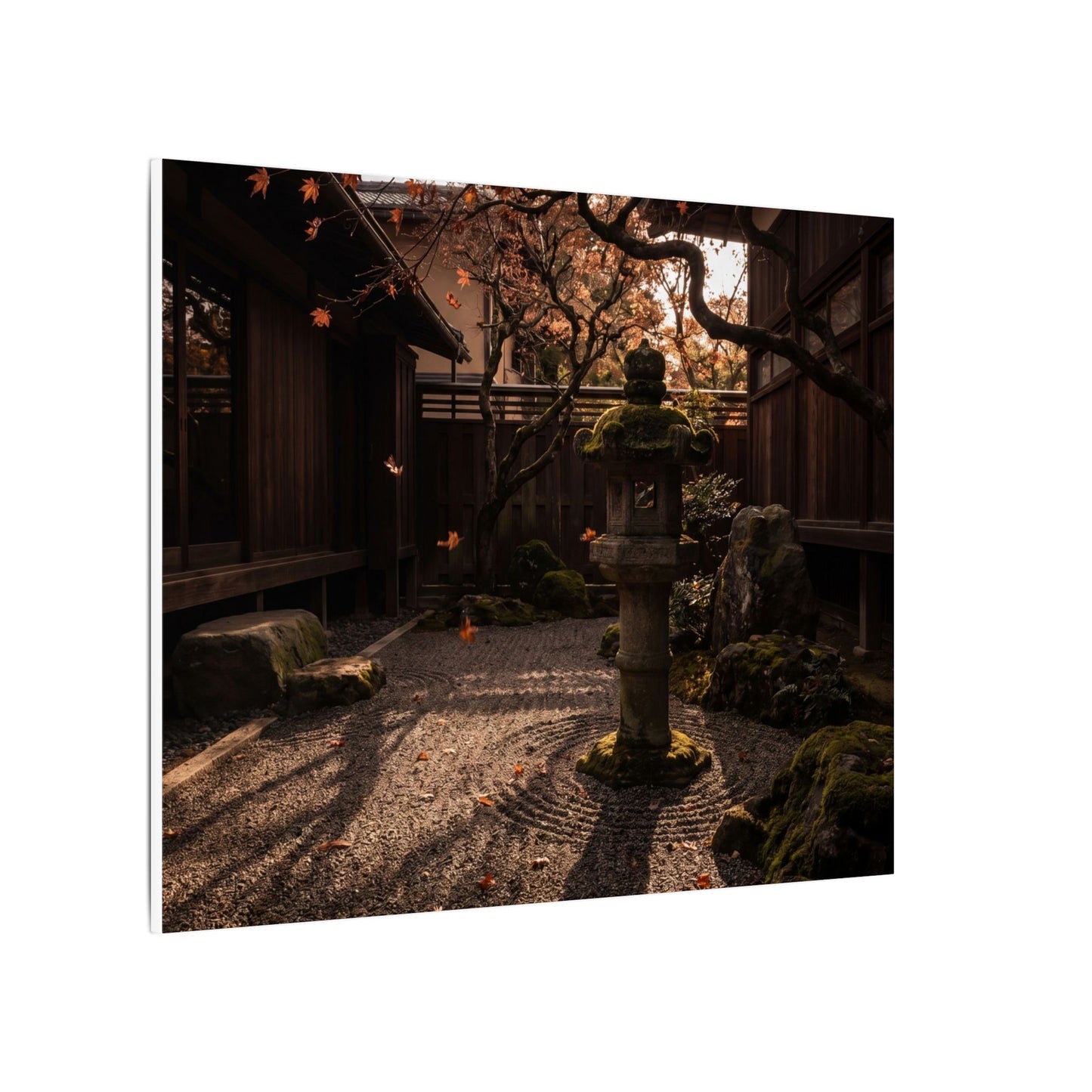 Seijaku Stone Lantern Canvas Art - Dark Japandi Shadow Zen