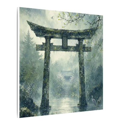 Earthy Torii Gate Canvas Art - Watercolor Japandi