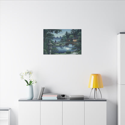Summer Moonlit Garden Ukiyo E Inspired Canvas Art | Serene Decor