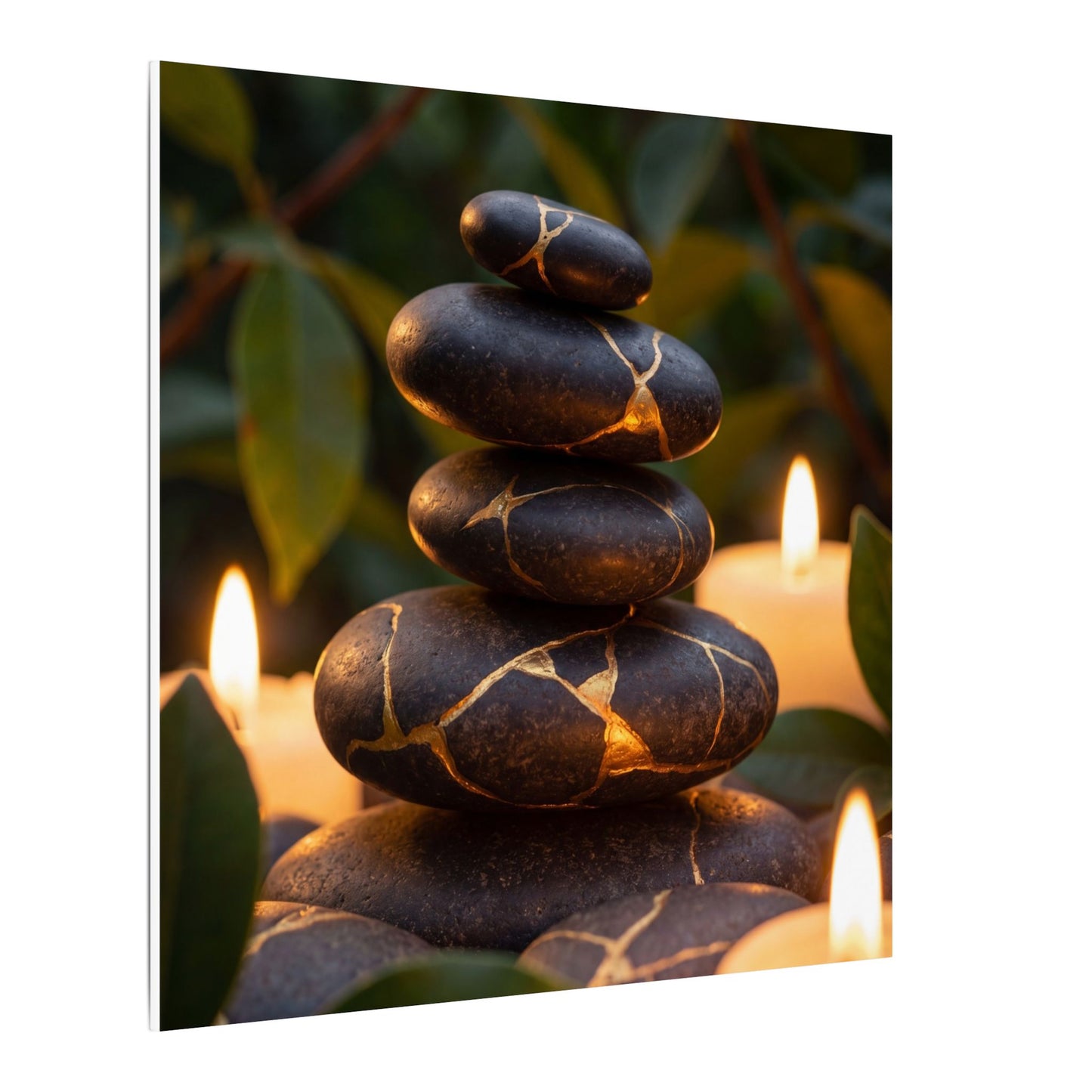 Summer River Stones Gold Vein Canvas Art | Philosophical Decor