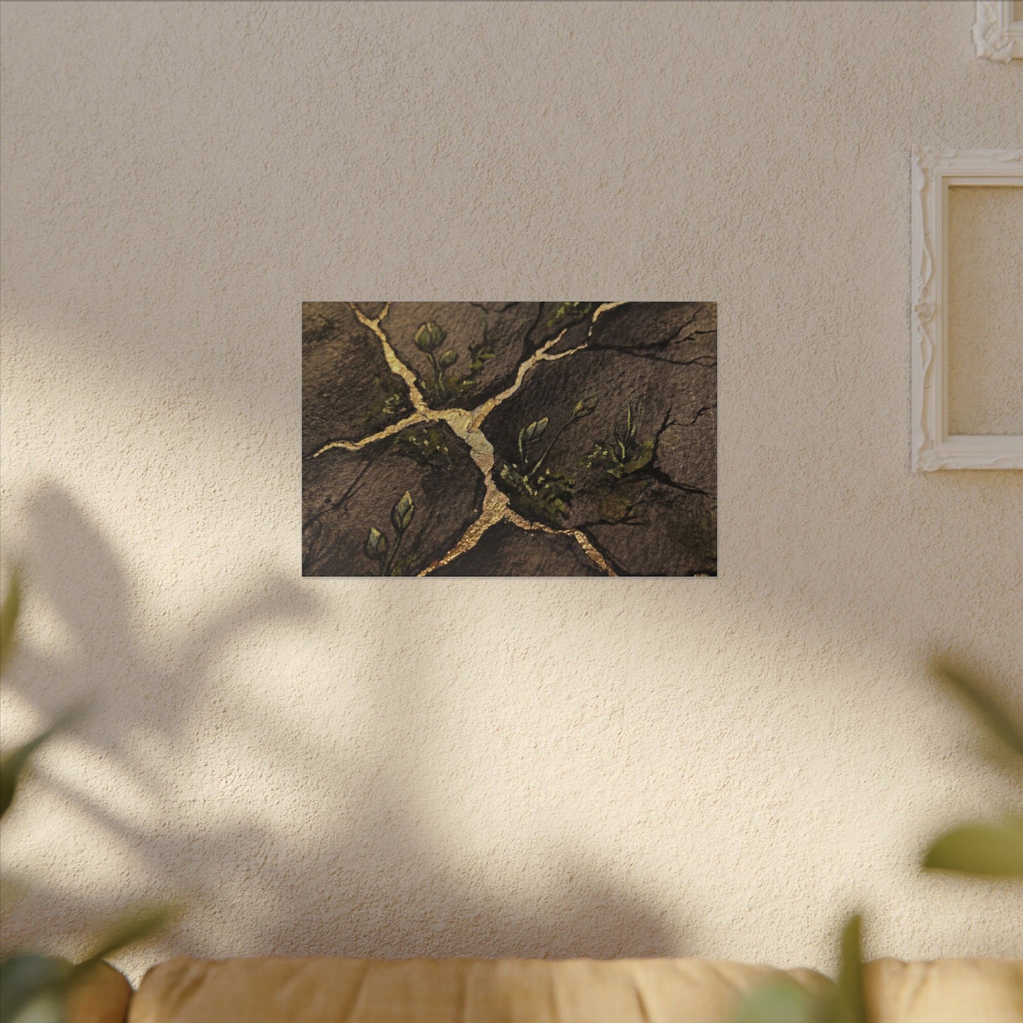 Spring Cracked Earth Charcoal Ink Canvas Art | Luxurious Decor