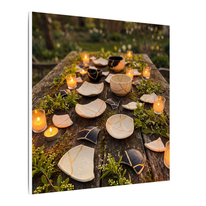 Broken Pottery Spring Canvas Art | Kintsugi Beautiful Design