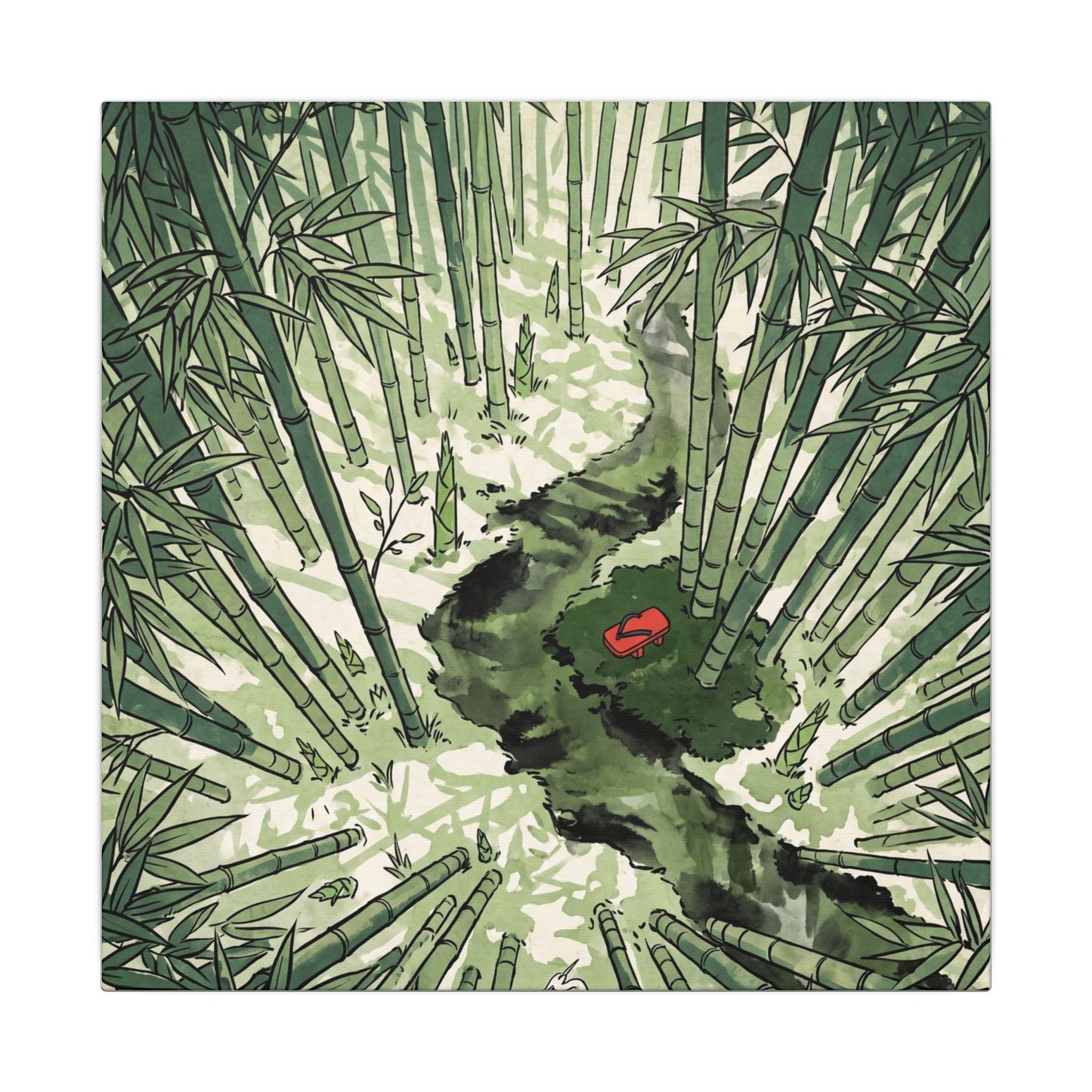 Peaceful Bamboo Grove Canvas Art - Ukiyo E Inspired Zen
