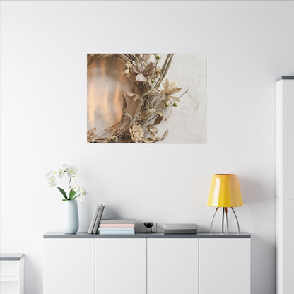Dried Flowers Japanese Pattern Canvas Art | Neutral Japandi Art