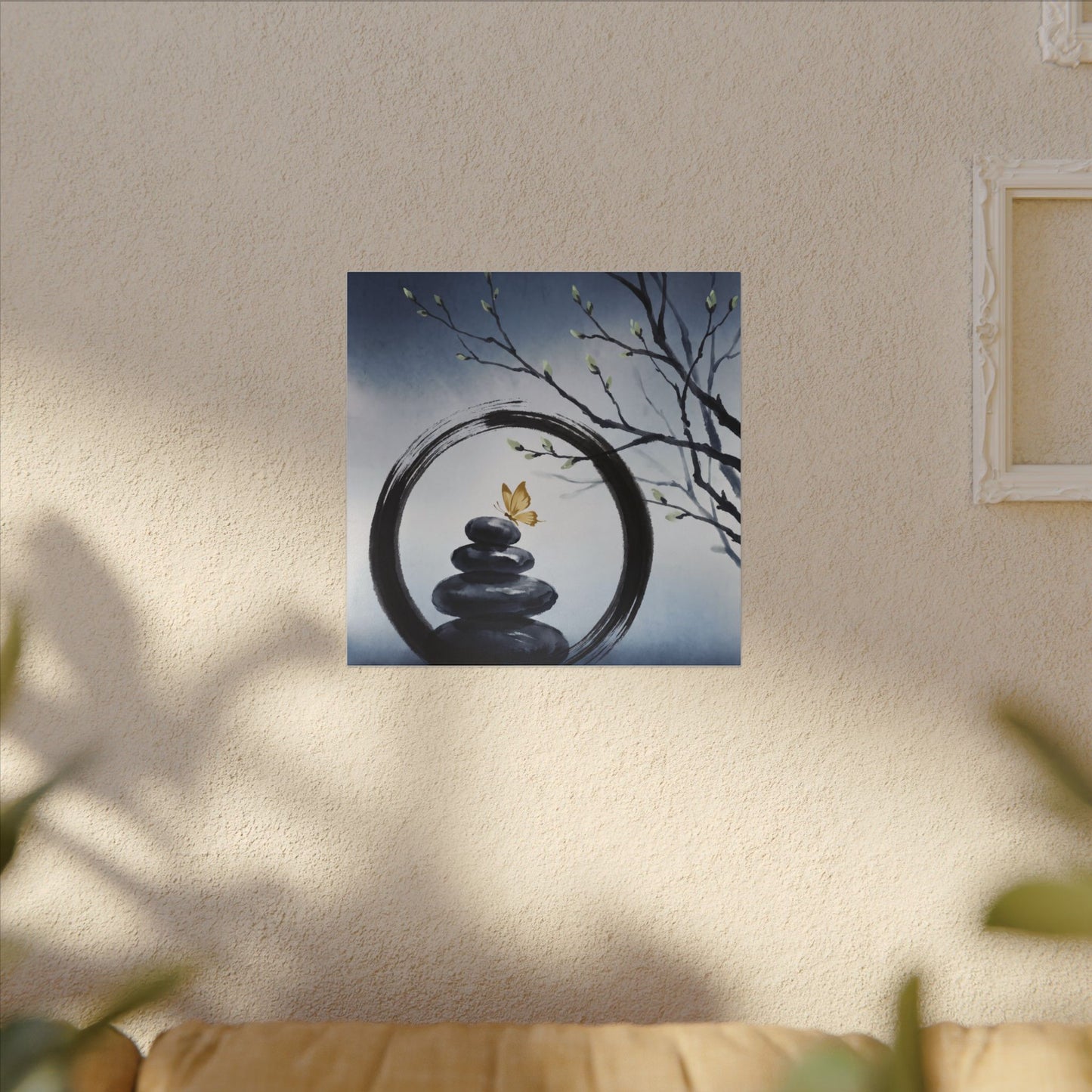 River Stones Spring Canvas Art | Zen Peaceful Design