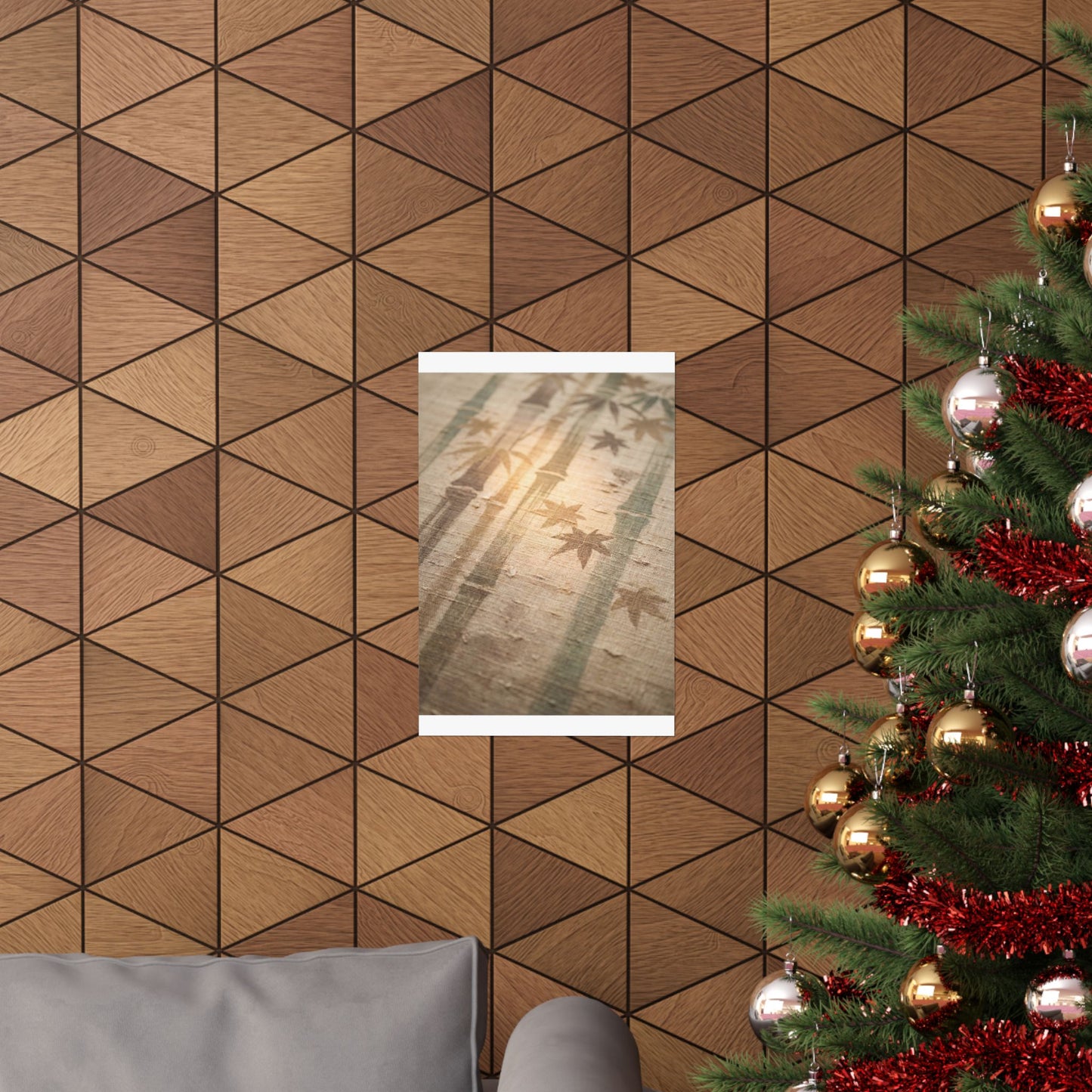 Japandi Bamboo Grove in Golden Hour | Japanese Pattern Wall Art Print