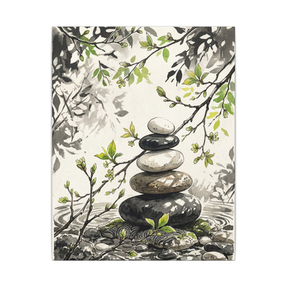 Spring River Stones Japanese Pattern Canvas Art | Elegant Decor