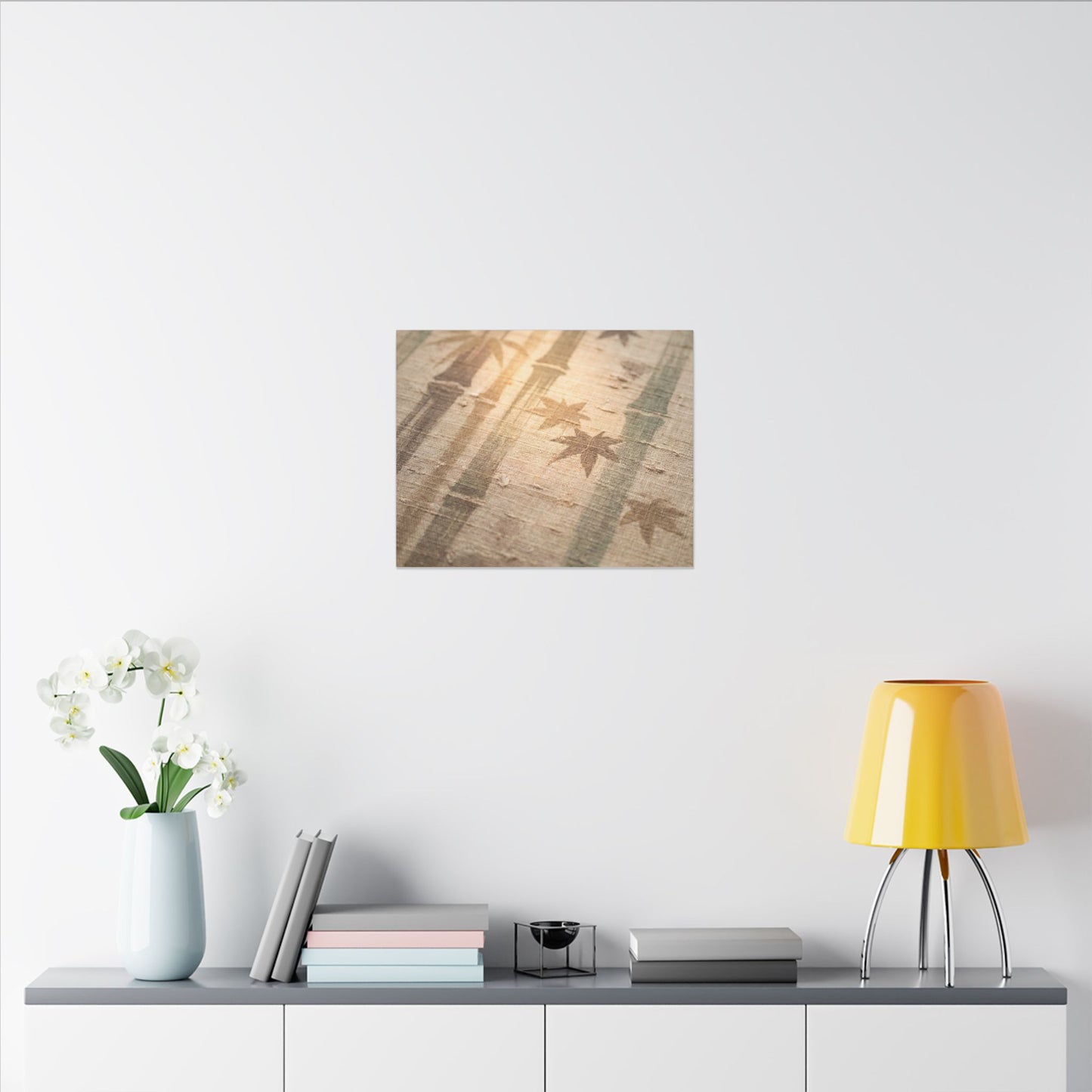 Autumn Bamboo Grove Japanese Pattern Canvas Art | Neutral Decor