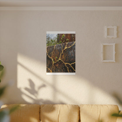 Mono No Aware Rust Patina Canvas Art - Kintsugi Gold Repair