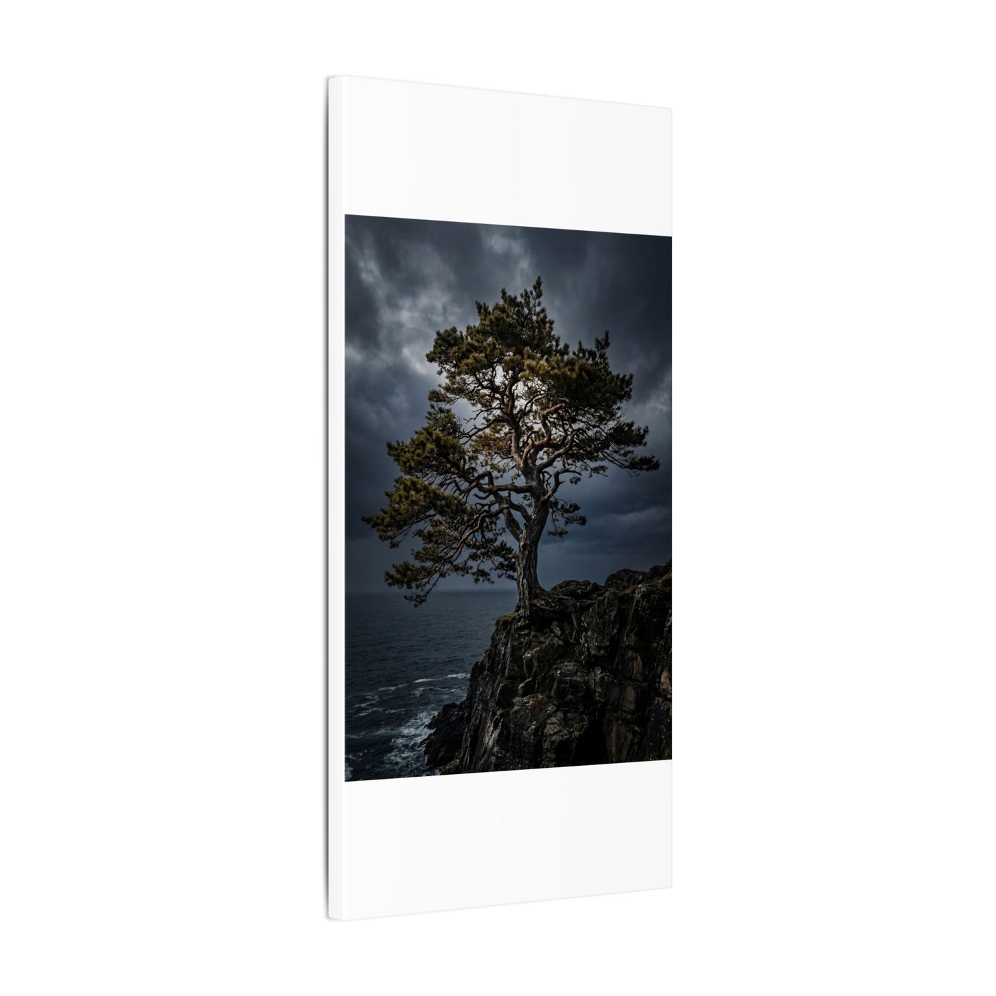 Dappled Pine Tree Canvas Art - Dark Japandi Fukinsei